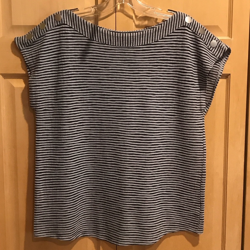 Jones New York Gray and Black Striped Top
